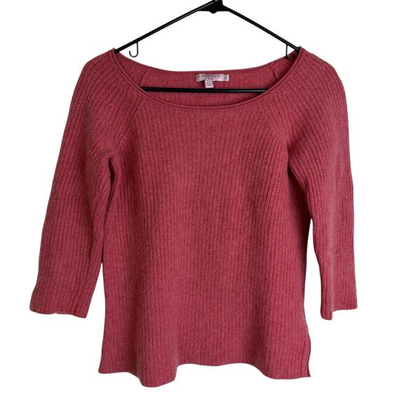 Calypso St Barth Cashmere Sweater Top Womens Small Pink Ribbed Knit 3/4 Sleeve - Picture 1 of 9
